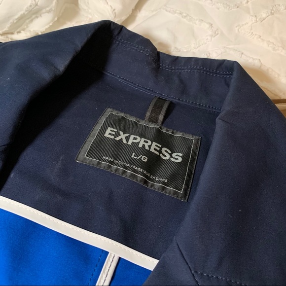 Express Navy Blue, Double-Breasted Trench Coat - Picture 2 of 3